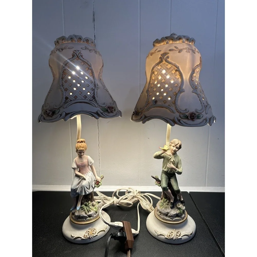 Lennile Ardelt‎ Boy and Girl Porcelain Lamps Pair